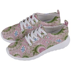 Pastel Pink Abstract Floral Print Pattern Men s Lightweight Sports Shoes by SpinnyChairDesigns