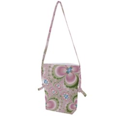 Pastel Pink Abstract Floral Print Pattern Folding Shoulder Bag