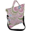 Pastel Pink Abstract Floral Print Pattern Fold Over Handle Tote Bag View1