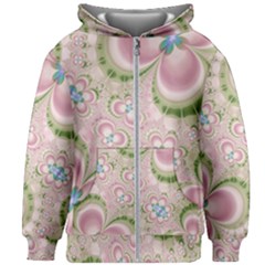 Pastel Pink Abstract Floral Print Pattern Kids  Zipper Hoodie Without Drawstring