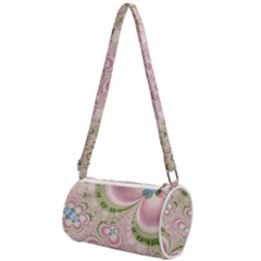 Pastel Pink Abstract Floral Print Pattern Mini Cylinder Bag by SpinnyChairDesigns