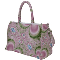Pastel Pink Abstract Floral Print Pattern Duffel Travel Bag