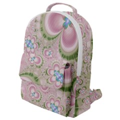 Pastel Pink Abstract Floral Print Pattern Flap Pocket Backpack (small)