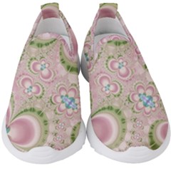 Pastel Pink Abstract Floral Print Pattern Kids  Slip On Sneakers