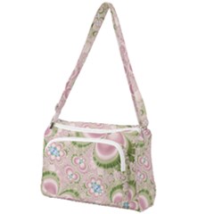 Pastel Pink Abstract Floral Print Pattern Front Pocket Crossbody Bag by SpinnyChairDesigns