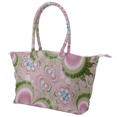 Pastel Pink Abstract Floral Print Pattern Canvas Shoulder Bag
