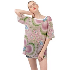 Pastel Pink Abstract Floral Print Pattern Oversized Chiffon Top