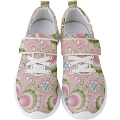 Pastel Pink Abstract Floral Print Pattern Men s Velcro Strap Shoes