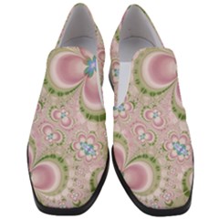 Pastel Pink Abstract Floral Print Pattern Women Slip On Heel Loafers