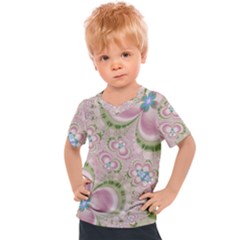 Pastel Pink Abstract Floral Print Pattern Kids  Sports Tee