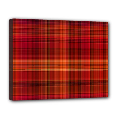 Red Brown Orange Plaid Pattern Canvas 14  X 11  (stretched)