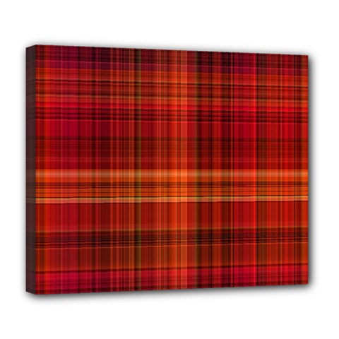 Red Brown Orange Plaid Pattern Deluxe Canvas 24  X 20  (stretched)