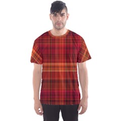 Red Brown Orange Plaid Pattern Men s Sport Mesh Tee