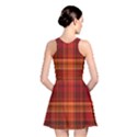 Red Brown Orange Plaid Pattern Reversible Skater Dress View2