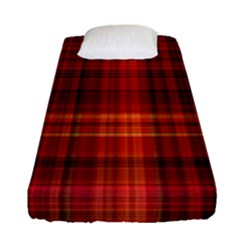 Red Brown Orange Plaid Pattern Fitted Sheet (single Size)
