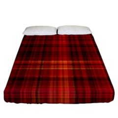 Red Brown Orange Plaid Pattern Fitted Sheet (california King Size)