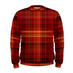 Red Brown Orange Plaid Pattern Men s Sweatshirt by SpinnyChairDesigns