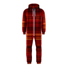 Red Brown Orange Plaid Pattern Hooded Jumpsuit (kids)