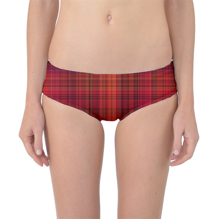 Red Brown Orange Plaid Pattern Classic Bikini Bottoms