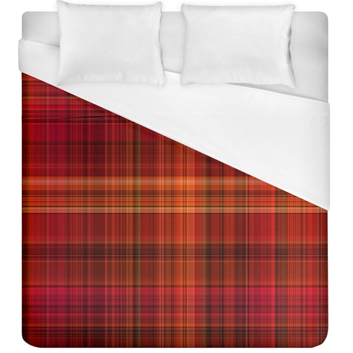 Red Brown Orange Plaid Pattern Duvet Cover (King Size)