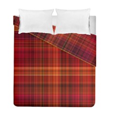 Red Brown Orange Plaid Pattern Duvet Cover Double Side (full/ Double Size)