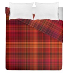 Red Brown Orange Plaid Pattern Duvet Cover Double Side (queen Size)