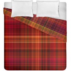 Red Brown Orange Plaid Pattern Duvet Cover Double Side (king Size)