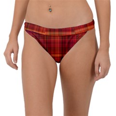 Red Brown Orange Plaid Pattern Band Bikini Bottom