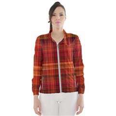 Red Brown Orange Plaid Pattern Women s Windbreaker