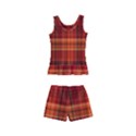 Red Brown Orange Plaid Pattern Kids  Boyleg Swimsuit View2