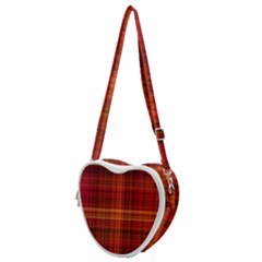 Red Brown Orange Plaid Pattern Heart Shoulder Bag