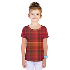 Red Brown Orange Plaid Pattern Kids  One Piece Tee