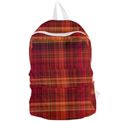 Red Brown Orange Plaid Pattern Foldable Lightweight Backpack by SpinnyChairDesigns