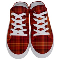 Red Brown Orange Plaid Pattern Half Slippers