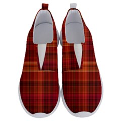 Red Brown Orange Plaid Pattern No Lace Lightweight Shoes