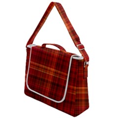 Red Brown Orange Plaid Pattern Box Up Messenger Bag by SpinnyChairDesigns