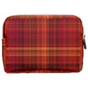 Red Brown Orange Plaid Pattern Make Up Pouch (Medium) View2