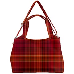 Red Brown Orange Plaid Pattern Double Compartment Shoulder Bag