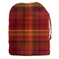 Red Brown Orange Plaid Pattern Drawstring Pouch (3xl)