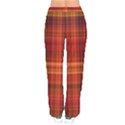 Red Brown Orange Plaid Pattern Women velvet Drawstring Pants View2