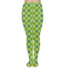 Green Polka Dots Spots Pattern Tights