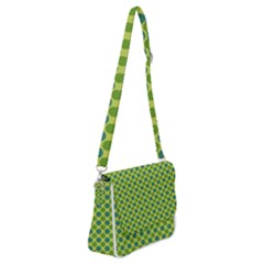 Green Polka Dots Spots Pattern Shoulder Bag With Back Zipper