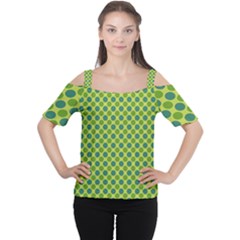 Green Polka Dots Spots Pattern Cutout Shoulder Tee