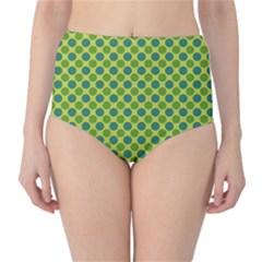 Green Polka Dots Spots Pattern Classic High-waist Bikini Bottoms
