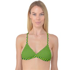 Green Polka Dots Spots Pattern Reversible Tri Bikini Top
