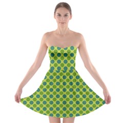 Green Polka Dots Spots Pattern Strapless Bra Top Dress