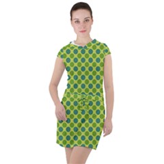 Green Polka Dots Spots Pattern Drawstring Hooded Dress
