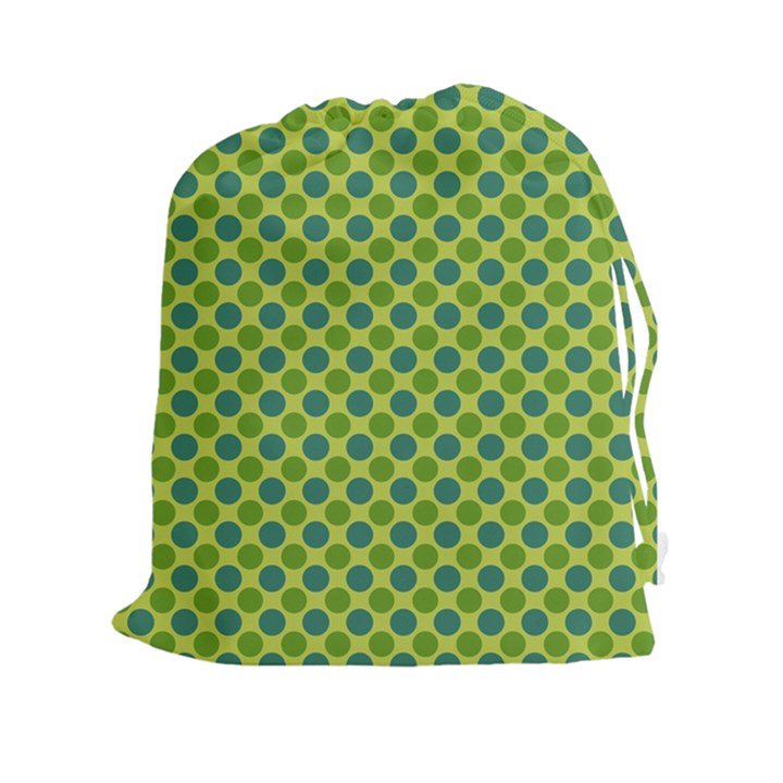 Green Polka Dots Spots Pattern Drawstring Pouch (2XL)