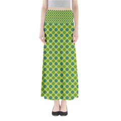 Green Polka Dots Spots Pattern Full Length Maxi Skirt