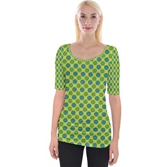 Green Polka Dots Spots Pattern Wide Neckline Tee